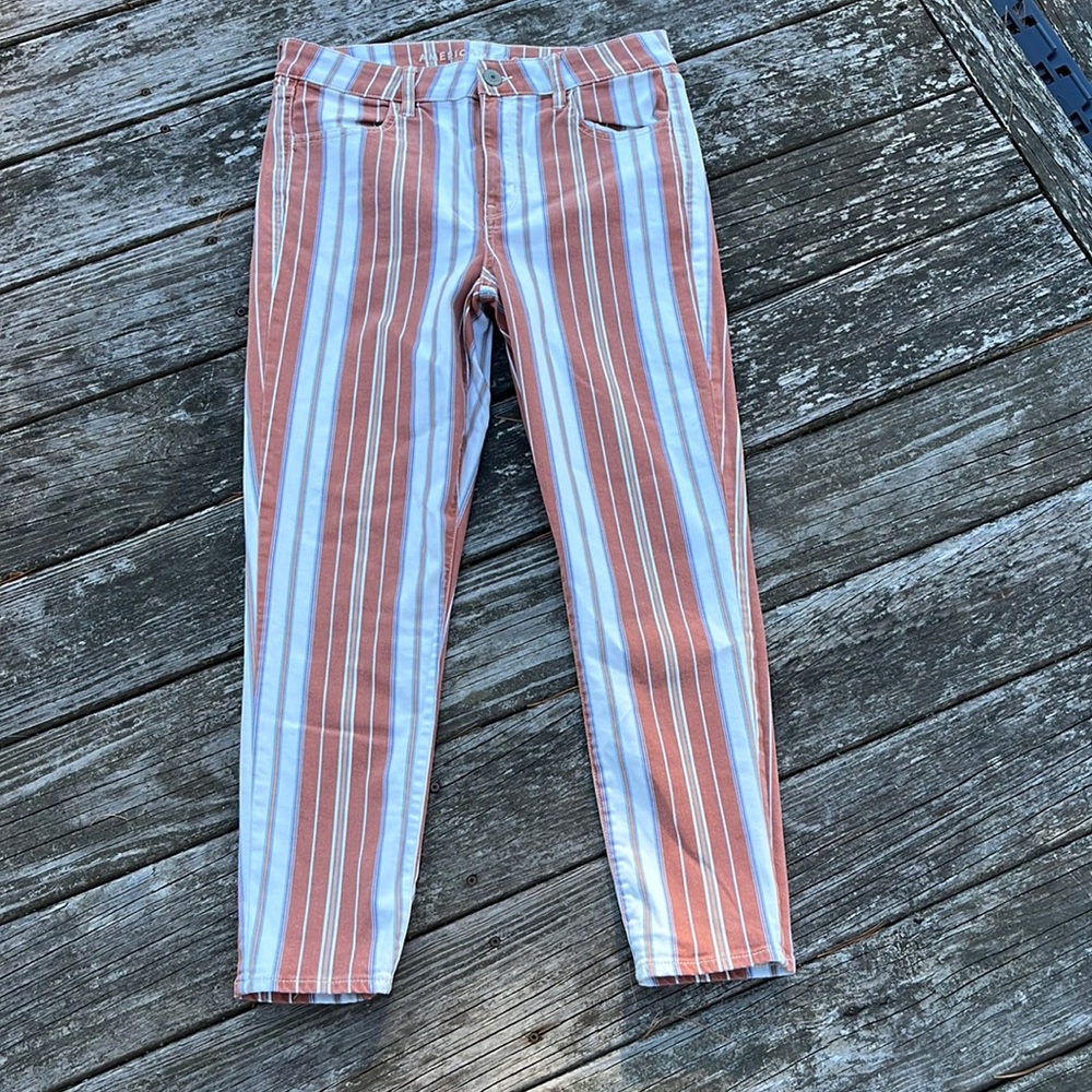 American Eagle Hi-rise Striped Jegging Crop 14 R